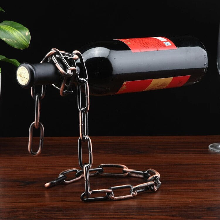 đ·Perfekt för vinĂ€lskare.đ€VinflaskhĂ„llare med kedjelĂ€nk