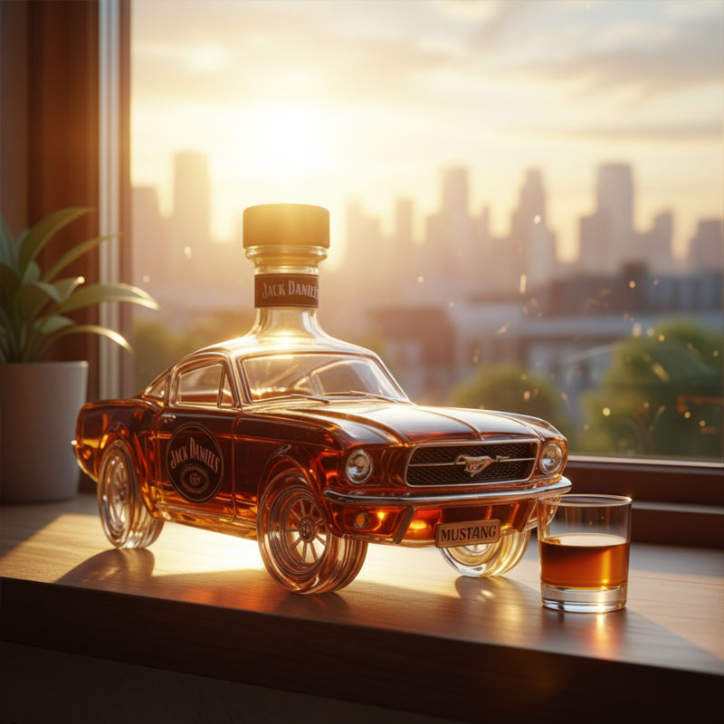 ✨ Ett uttalande för stil och njutning – Mustang Whiskyflaska 🥃🐎
