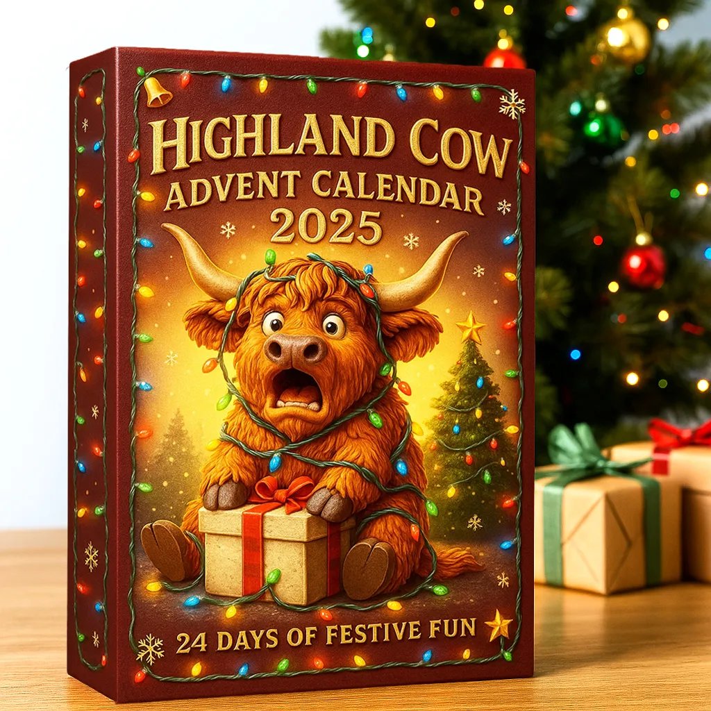 đźAdventskalender med höglandskon 2025đâš - Handgjord 3D-docka med höglandskon (24 delar)
