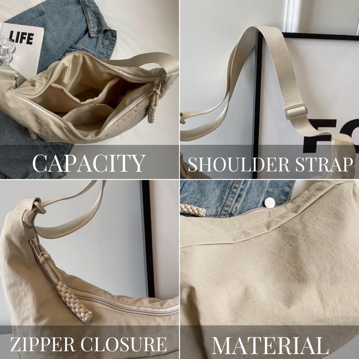 đ„Moderiktig axelremsvĂ€ska i nylon i enfĂ€rga