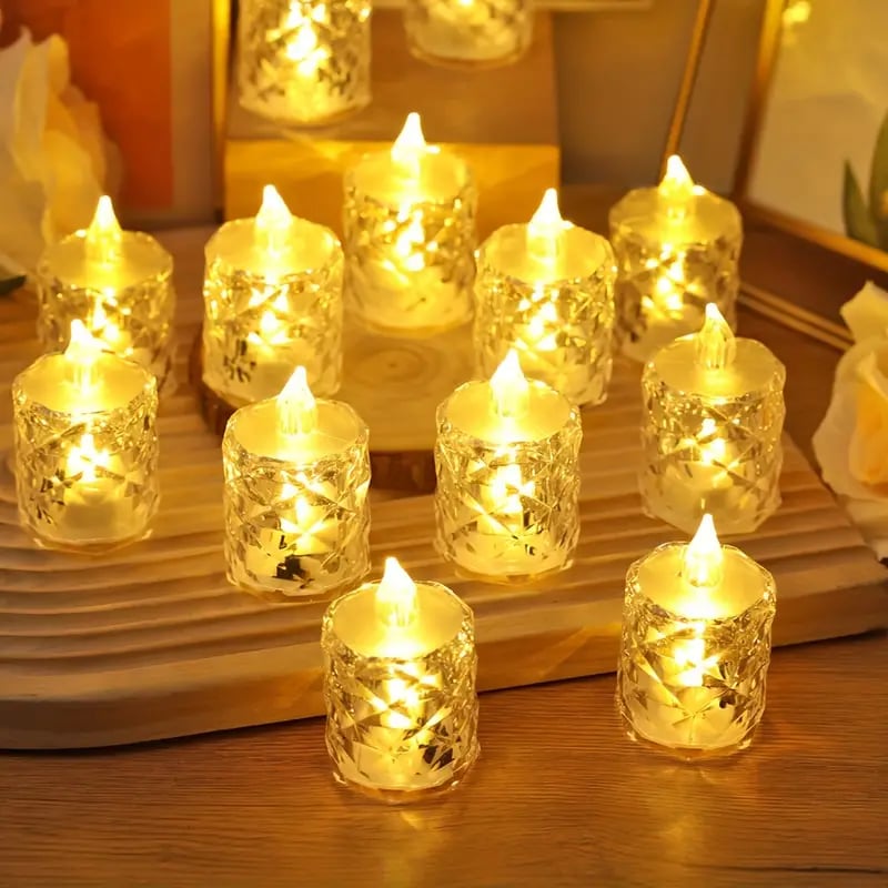 Set med kristalljus utan flamma