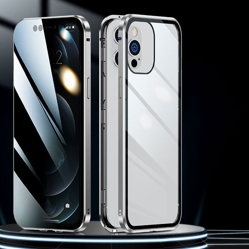 Anti-Peep dubbelsidigt magnetiskt telefonfodral i glas
