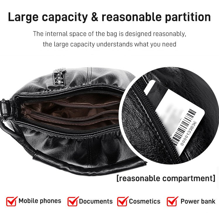 ⏳Tidsbegränsat erbjudande⏰ Plisserad läderväska – Mjukt material, justerbar axelrem och chic casual stil ✨