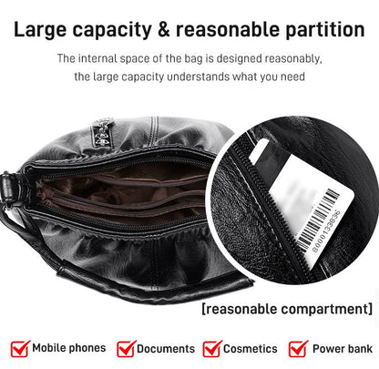 ⏳Tidsbegränsat erbjudande⏰ Plisserad läderväska – Mjukt material, justerbar axelrem och chic casual stil ✨