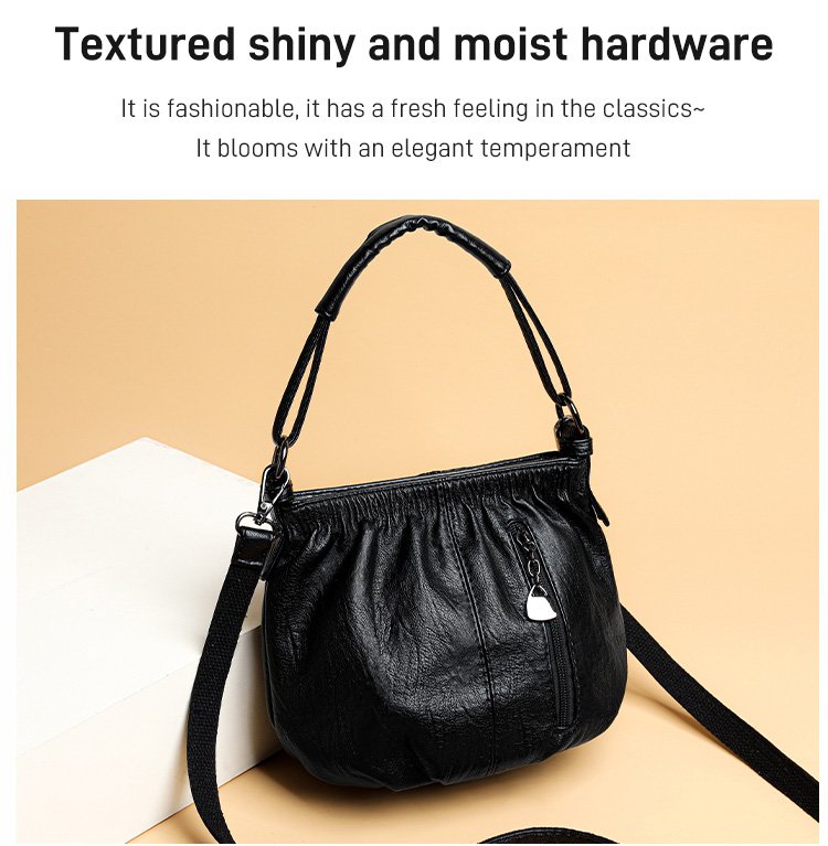 ⏳Tidsbegränsat erbjudande⏰ Plisserad läderväska – Mjukt material, justerbar axelrem och chic casual stil ✨