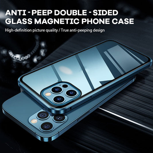 Anti-Peep dubbelsidigt magnetiskt telefonfodral i glas