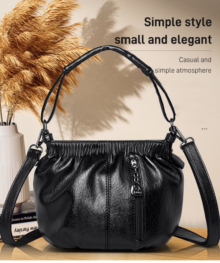 ⏳Tidsbegränsat erbjudande⏰ Plisserad läderväska – Mjukt material, justerbar axelrem och chic casual stil ✨