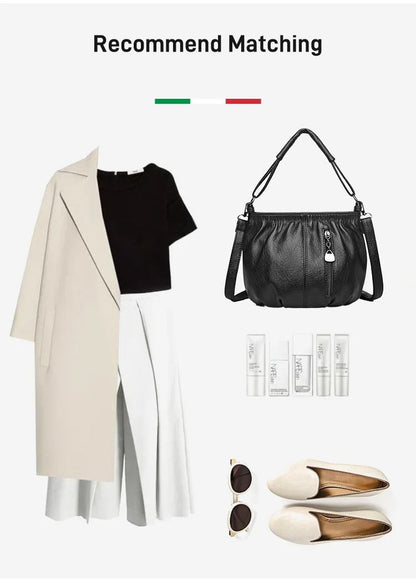 ⏳Tidsbegränsat erbjudande⏰ Plisserad läderväska – Mjukt material, justerbar axelrem och chic casual stil ✨