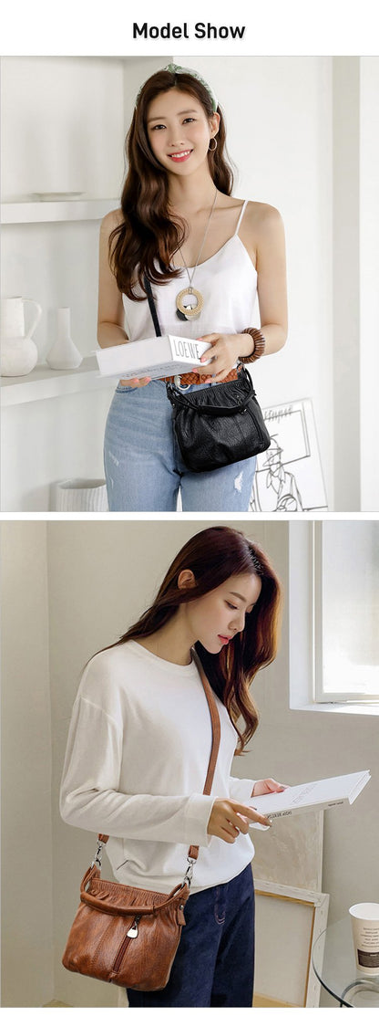 ⏳Tidsbegränsat erbjudande⏰ Plisserad läderväska – Mjukt material, justerbar axelrem och chic casual stil ✨