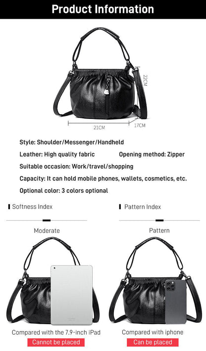 ⏳Tidsbegränsat erbjudande⏰ Plisserad läderväska – Mjukt material, justerbar axelrem och chic casual stil ✨