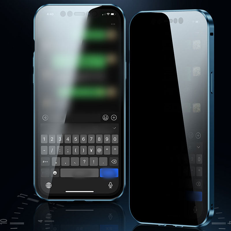 Anti-Peep dubbelsidigt magnetiskt telefonfodral i glas