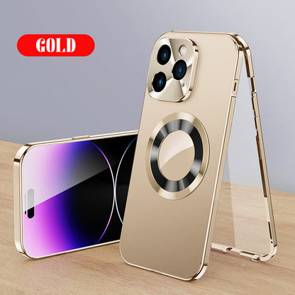 Dubbelsidigt magnetiskt telefonfodral med galvaniskt glas