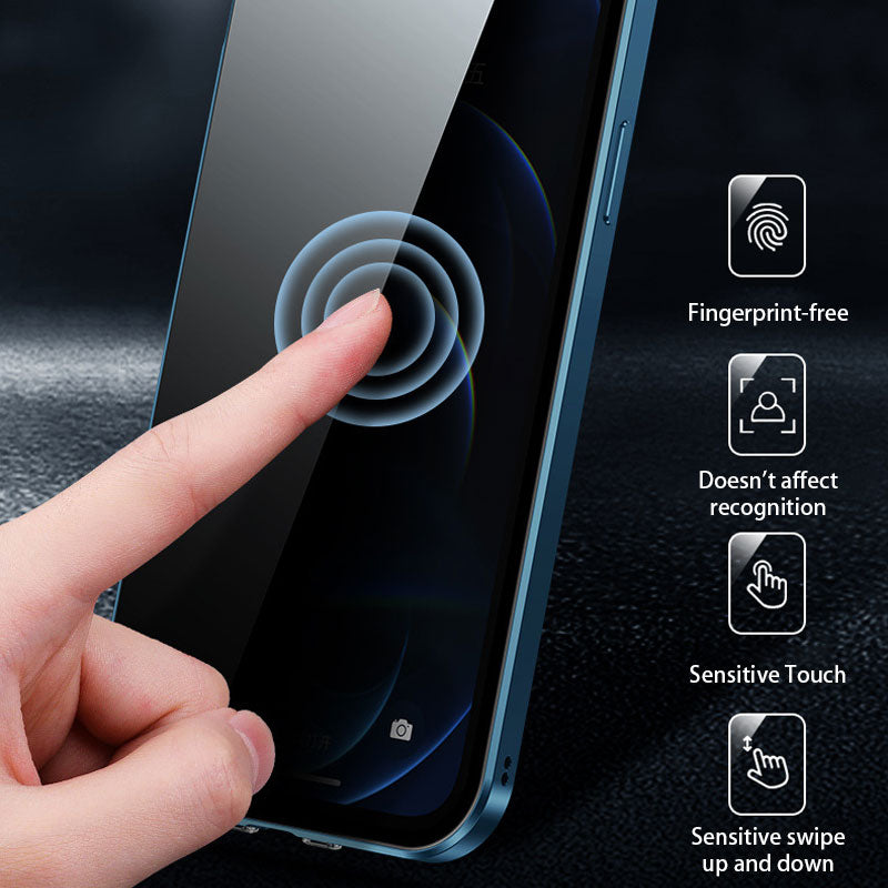 Anti-Peep dubbelsidigt magnetiskt telefonfodral i glas