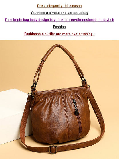 ⏳Tidsbegränsat erbjudande⏰ Plisserad läderväska – Mjukt material, justerbar axelrem och chic casual stil ✨