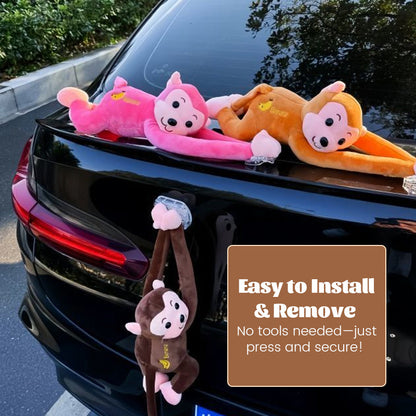 🐒 Kreativ bilhängare med långarmad apa – rolig och iögonfallande