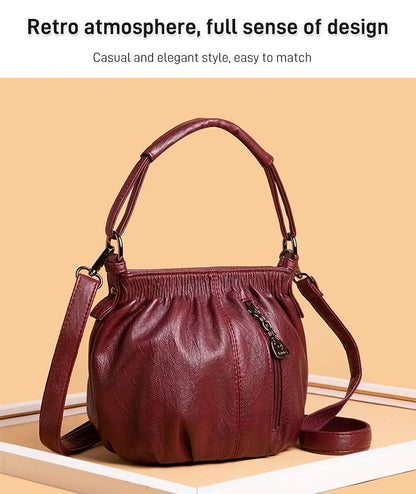 ⏳Tidsbegränsat erbjudande⏰ Plisserad läderväska – Mjukt material, justerbar axelrem och chic casual stil ✨