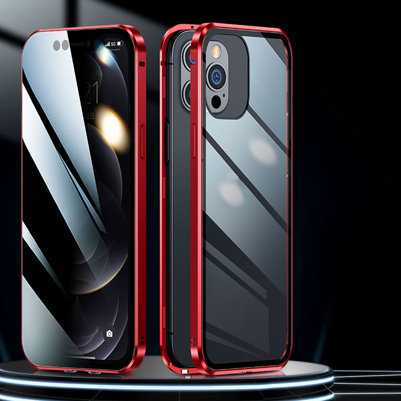 Anti-Peep dubbelsidigt magnetiskt telefonfodral i glas