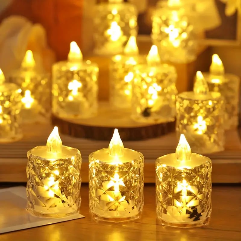 Set med kristalljus utan flamma