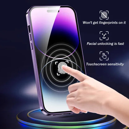 Dubbelsidigt magnetiskt telefonfodral med galvaniskt glas
