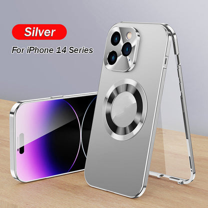 Dubbelsidigt magnetiskt telefonfodral med galvaniskt glas